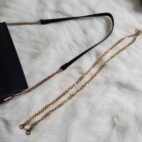 Topshop Peony Black Leather and Suede Shoulder Bag - Picture 3 of 5